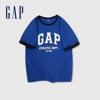 【GAP】男裝 Logo純棉印花圓領短袖T恤-藍色(885846)