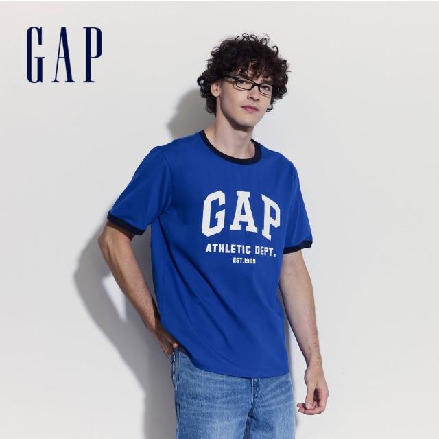 【GAP】男裝 Logo純棉印花圓領短袖T恤-藍色(885846)