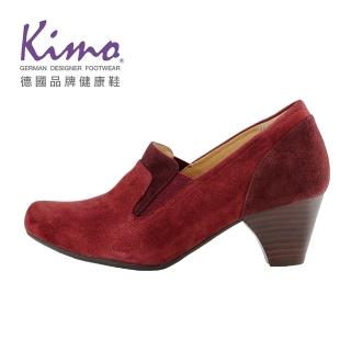 【Kimo】都市氣質秋冬感短絨低跟鞋 女鞋(酒紅色 KBCWF138087)