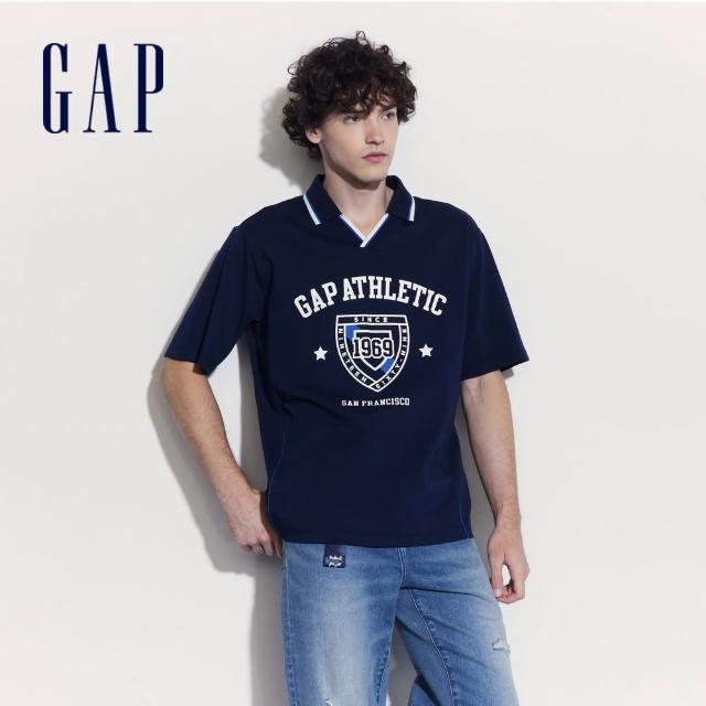 【GAP】男裝 Logo純棉印花短袖POLO衫-海軍藍(885849)
