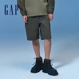 【GAP】男裝 Logo純棉工裝短褲-深綠色(884887)