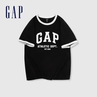 【GAP】男裝 Logo純棉印花圓領短袖T恤-黑色(885846)