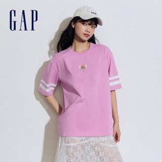 【GAP】女裝 Logo純棉小熊印花圓領短袖T恤-粉紅色(873958)