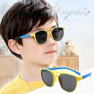 【MEGASOL】中性兒童男孩女孩UV400抗紫外線偏光兒童太陽眼鏡(造型橢圓框款KD8172-三色可選)