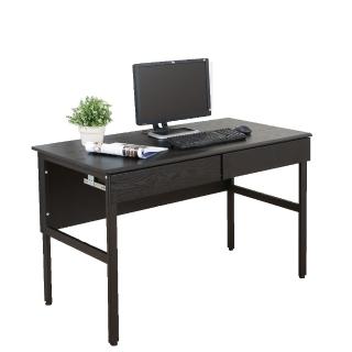 【DFhouse】頂楓120公分電腦辦公桌+2抽屜 -黑橡木色