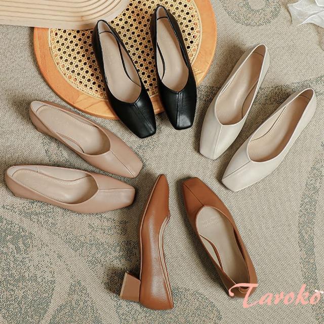 【Taroko】日系純色方頭都會日常平底鞋(4色可選)