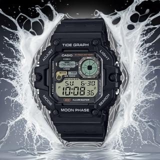 【CASIO 卡西歐】WS-1700H-1A 數位休閒 月相潮汐 海上運動 電子錶 重型手錶 48.6mm(日曆 防水100米)