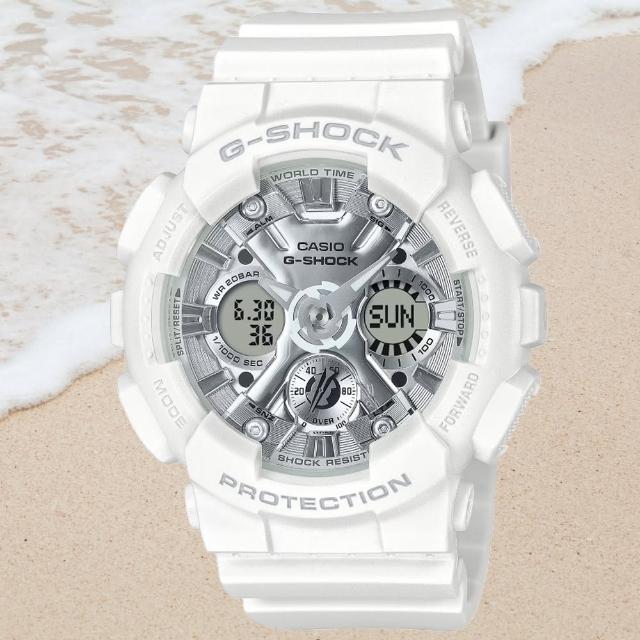 【CASIO 卡西歐】G-SHOCK WOMEN 夏日氛圍 雙顯腕錶 母親節 禮物(GMA-S120VA-7A)