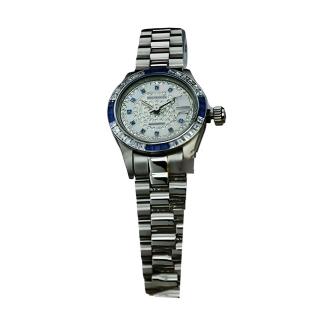 【ROSDENTON 勞斯丹頓】公司貨R1 珍愛禮讚 晶鑽機械腕錶-銀藍-女錶-錶徑25mm(97233LJC-C)