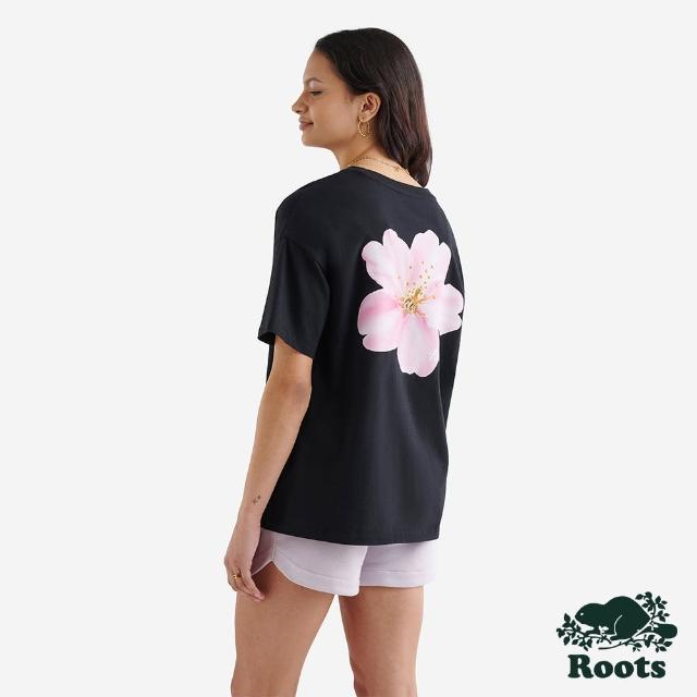 【Roots】Roots 女裝- FLORAL寬版短袖T恤(黑色)