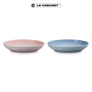 【Le Creuset】瓷器新娘系列橢圓深盤23cm-2入組(貝殼粉/海岸藍)