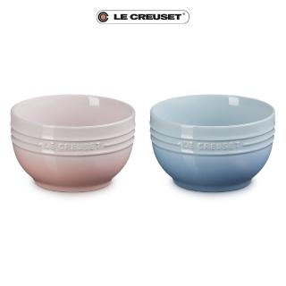 【Le Creuset】瓷器新娘系列湯碗500ml-2入組(貝殼粉/海岸藍)