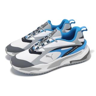 【PUMA】高爾夫球鞋 GS-Fast 男鞋 灰 藍 防水 無鞋釘 止滑 休閒鞋(376357-01)