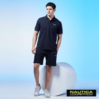 【NAUTICA】男裝 COMPETITION品牌LOGO刺繡抽繩運動短褲(黑色)