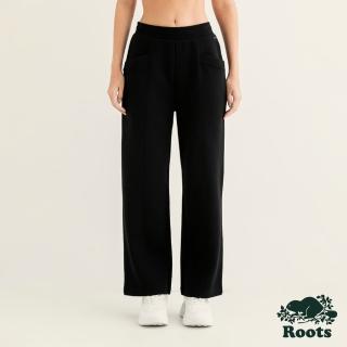 【Roots】Roots 女裝- ESSENTIAL INTERLOCK棉褲(黑色)-momo購物網
