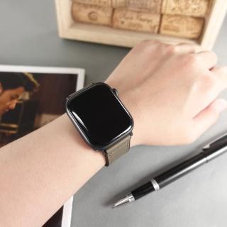 【Watchband】Apple Watch 全系列通用錶帶 蘋果手錶替用錶帶 黑鋼磁吸扣 外層皮革 內層橡膠錶帶(褐色)