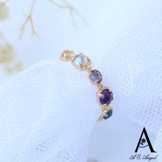 【ANGEL】紫晶多寶石輕奢浪漫彩色戒指(金色尺寸可選)