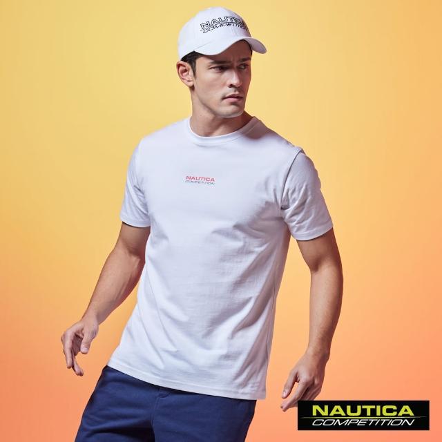 【NAUTICA】男裝 COMPETITION繽紛幾何LOGO設計短袖T恤(白色)