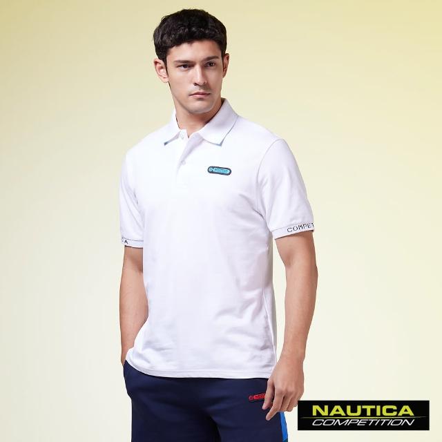 【NAUTICA】男裝 COMPETITION簡約素面短袖POLO衫(白色)