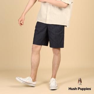 【Hush Puppies】男裝 短褲 直條紋腰鬆緊彈力休閒短褲(丈青 / 43122104)