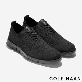 【Cole Haan】ZG STITCHLITE OX 針織網面休閒牛津鞋-男鞋(純黑-C30416)