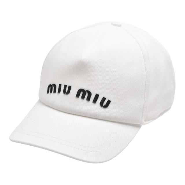 【MIU MIU】經典品牌LOGO刺繡棒球帽(白色5HC179_2DXI_F0964)