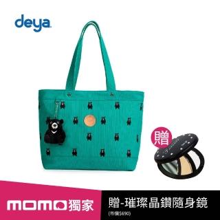 【deya】熊森林系刺繡帆布大托特包(綠)