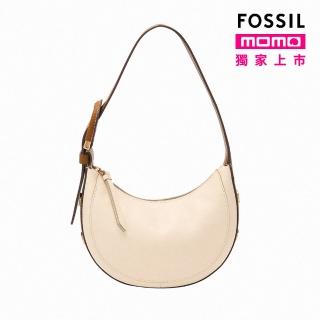 【FOSSIL】Harwell 真皮新月側背包-米白色 ZB1916103