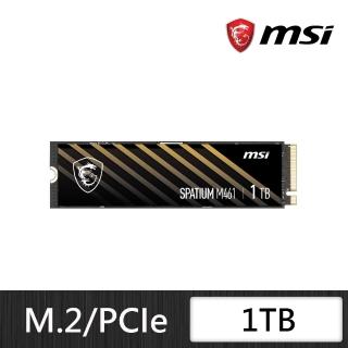 【MSI 微星】搭 羅技 無線滑鼠 ★SPATIUM M461 1TB M.2 2280 PCIe 4.0 ssd固態硬碟 (讀 5000M/寫 3200M)