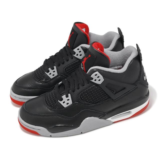 【NIKE 耐吉】Air Jordan 4 Retro Bred Reimagined 黑紅大童女鞋4代