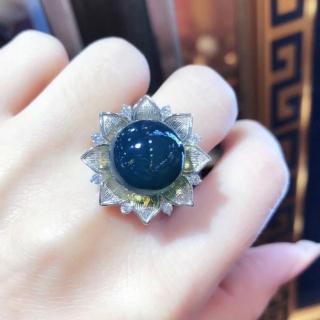 【勝弘珠寶】多明尼加藍珀花開富貴戒指