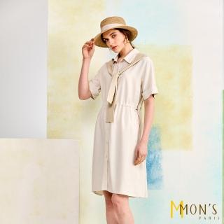 【MON’S】優雅披肩造型抽繩襯衫洋裝(直)