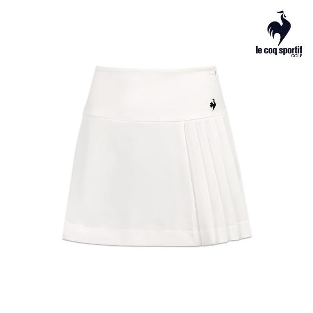 【LE COQ SPORTIF 公雞】高爾夫系列 女款白色百褶雙口袋防潑水抗UV質感短裙 QLT8T701