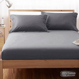 【LUST】素色簡約 深灰 100%純棉、單人3.5尺精梳棉床包/歐式枕套《不含被套》(台灣製造)