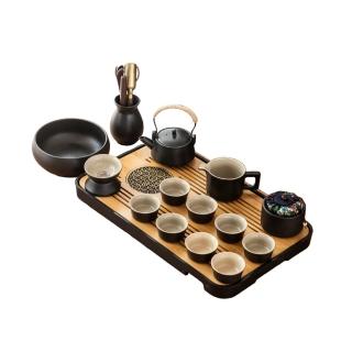 【新藝陶瓷】15件套 黑陶日式功夫茶具套裝組合