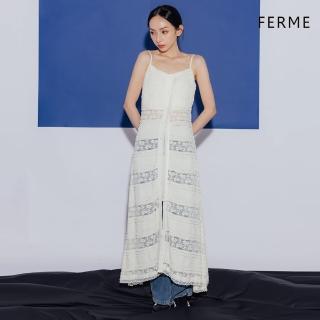 【CORBAN】FERME 洋裝 拼接蕾絲透膚長洋 時尚 休閒 流行 FTD030