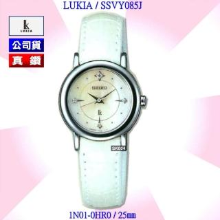 【SEIKO 精工】LUKIA系列 真鑽珍珠母貝面白皮帶石英腕錶25㎜-加高級錶盒 SK004(SSVY085J/1N01-0HR0)