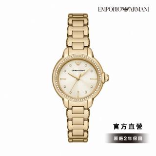 【EMPORIO ARMANI 官方直營】Mia 金典輕奢仕女錶 金色不鏽鋼鍊帶手錶 32MM AR11609