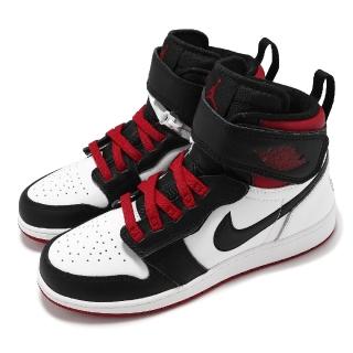 【NIKE 耐吉】休閒鞋 Air Jordan 1 HI Flyease GS 大童 女鞋 白 紅 魔鬼氈 AJ1(DC7986-106)