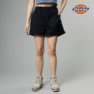 【Dickies】女款黑色純棉鬆緊褲腰設計柔軟舒適短褲｜DK013003BLK