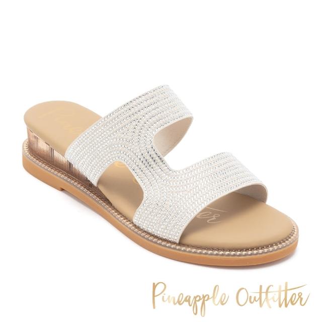 【Pineapple Outfitter】RIDA 燙鑽厚底楔型拖鞋(白色)