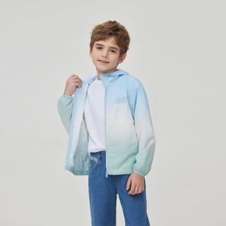 【GIORDANO 佐丹奴】童裝冰涼感抗UV防曬可收納外套(95 藍綠漸變)
