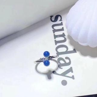 【勝弘珠寶】多明尼加天空藍珀戒指-5mm