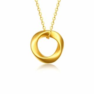 【赫本珠寶】999純黃金莫比烏斯環項鍊-0.08錢(圓環直徑12.7mm)