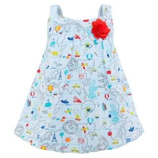【tuc tuc】女童 藍底紅花世界地圖洋裝 12M-6A Mk5610(tuctuc baby 洋裝)