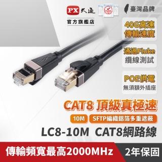 【PX 大通-】CAT8高速10M10米2000M乙太40G鋁合金網路線Fluke線纜RJ4攝影機POE供電ADSL/MOD/Giga