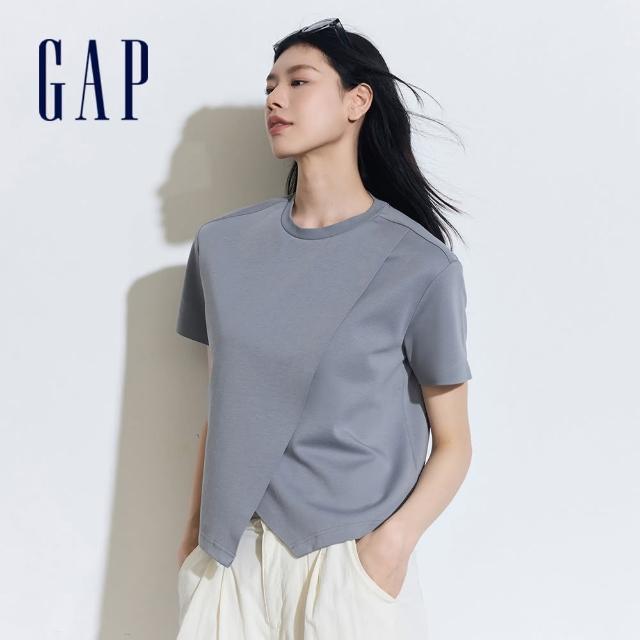 【GAP】女裝 圓領短袖T恤-深灰色(874144)