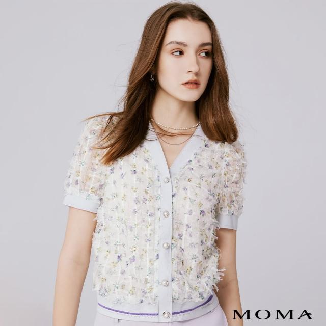 【MOMA】蕾絲網印花小外套(白色)