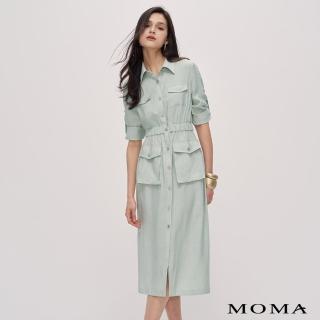 【MOMA】休閒口袋襯衫洋裝(淺綠色)