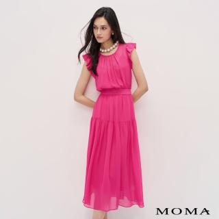 【MOMA】甜美細褶雪紡洋裝(桃紅色)